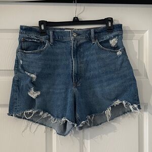Abercrombie & Fitch Medium Blue Distressed Denim Cutoff Shorts